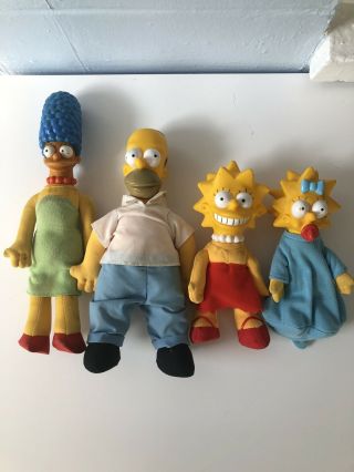 Vintage 1990 The Simpsons Plush Dolls Burger King Toys Homer Marge Lisa Maggie