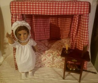 Rare American Girl Felicity Doll W/ Outfit,  Colonial Night Stand And Accessories