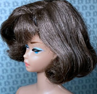 Vintage Barbie American Girl Side Part Brunette Wig In VG 3