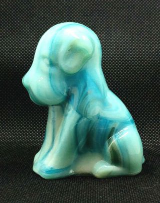 Boyd Pooche - Pooch The Dog - Blue White Uranium Metallic Slag Glass Paperweight