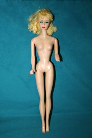 Vintage Blonde Ponytail Mattel Barbie W/blue Eyes,  Red Lips & Red Nail Polish