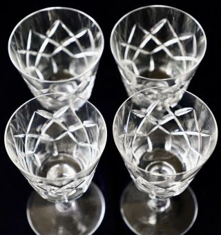 4 Vintage Retro Diamond Cut Crystal Wine Glasses 125ml 2