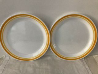 Set 2 Corelle Citrus Yellow Stripe Flat Rim Soup Pasta Bowl Plates 8 1/2 ".  Disc.