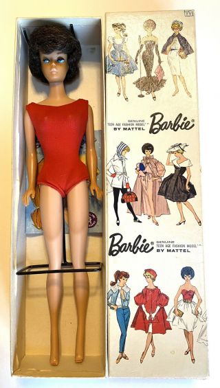Vintage 1960’s Brunette Bubblecut Barbie W/ Accessories