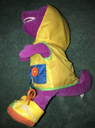 Barney Learn To Dress Plush Toy 14” Purple Dinosaur Lyons W/ Jacket/ Coat Shoes