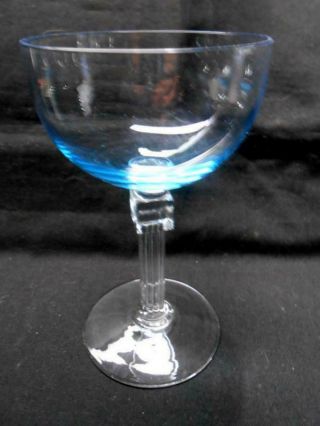 Set of Seven Bryce Colonnade Cerulean Aquarius Blue Liquor Cordials Art Deco 3
