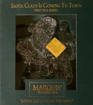 Marquis By Waterford Crystal Santa Collecting The Mail Christmas Ornament.  Nib