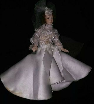 Ooak Vintage Artisan Crafted Dollhouse Miniature Wedding Bride Woman Doll