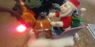 Gemmy RUDOLPH THE RED NOSED REINDEER SANTA AND SLEIGH FIGURE great 3