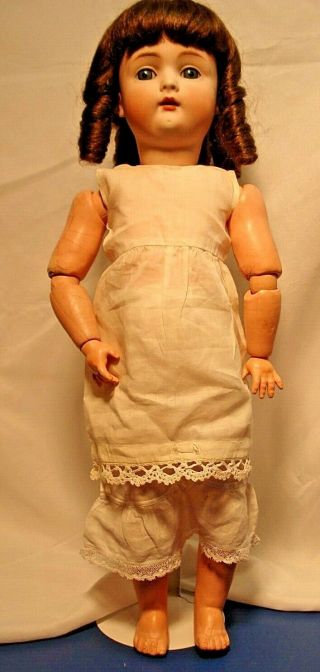 20 Inch Antique Bisque Ball Joint Doll Marked A W W Germany