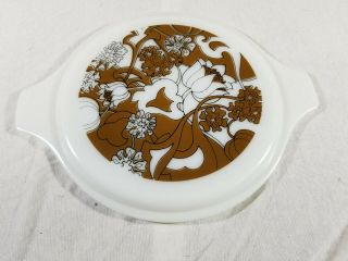 Vintage Pyrex Brown & Milk Glass Nouveau Floral Pattern 25 - C 11 Lid Only