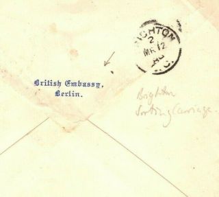 Germany Cover Berlin British Embassy Diplomatic Gb Brighton Rail Tpo 1889 28.  2