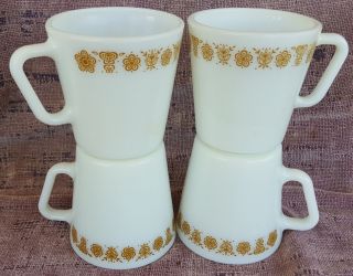 Corelle Butterfly Gold Corning Ware Pyrex Large Coffee Tea Cup Mugs X 4