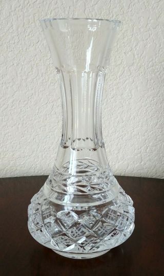 Vintage Yugoslavia Lead Crystal 26 Pbo Hand Crafted Glass Vase 8 1/2 " Tall