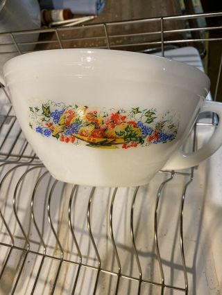 Vintage Federal Ware Fire King Milk Glass Mixing Batter Bowl With Pour Spout