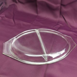 Vtg Pyrex Clear Glass Lid Divided Oval 945c Divided Dish (5b2)