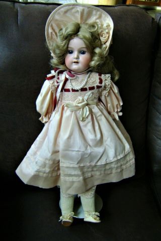 Antique Armand Marseille 370 A.  M.  German Bisque Lady Doll 21 " Kid Leather Body