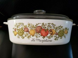 Corning Ware Vintage Spice Of Life A - 2 - B 2 Quart La Marjolaine With Glass Lid