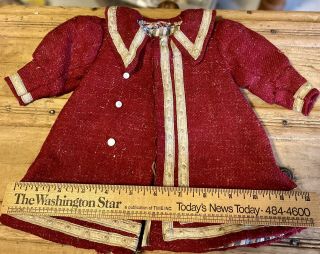 Gorgeous Antique Red Dress For French / German Bisque Doll Or Vintage Doll