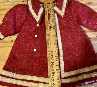 Gorgeous Antique Red Dress For French / German Bisque Doll Or Vintage Doll 2