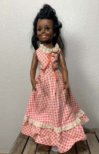Vtg 1969 African American Black Ideal Hair - To - Floor Crissy Doll Outfit