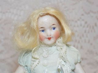 Antique German Flapper All Bisque Girl Doll Yellow Stockings 129