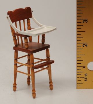 Wood High Chair W/metal Tray,  Signed R.  L.  Carlisle 10 - 99,  3 3/8 " Hi,  1:12,