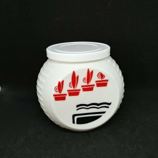 Vintage Fire King? Red Flower Pots Grease Jar