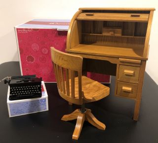 American Girl Kit’s Vgc Retired Wooden Desk,  Chair And Typewriter
