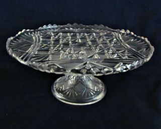 Vintage Small 9 " Clear Pressed Glass Cake Plate Pedestal Stand Cookies Candy