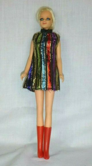 Vtg 1968 Mattel Barbie Twiggy Doll 1185 In Mod Clone Dress