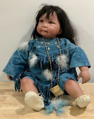 98 Native American Indian Porcelain Toddler Girl Doll By Donna Rubert 343/2000