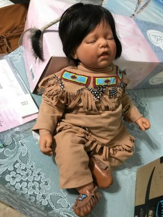 Lee Middleton 2003 19 " Native American Sleeping Baby,  Cradleboard Bible Tags