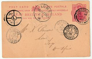1900 London Postal Staty To Lome Togo W Africa 3 Dahomey Postmarks Maritime 99p