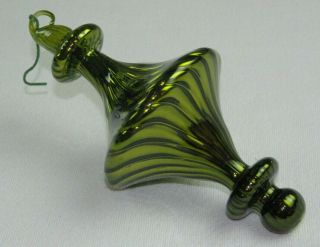 Extra Large 7.  5 " Long Green Blown Art Glass Swirl Christmas Tree Ornament