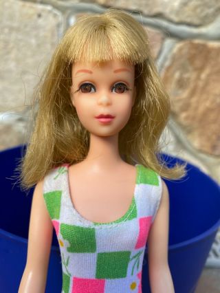 Vintage Mattel Barbie Francie Blonde In Swim Suit With Bendable Legs