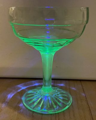 Anchor Hocking Block Optic Green Uranium Sundae Sherbet Depression Glass