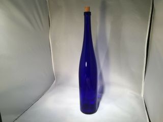 Vintage Cobalt Blue Bottle Decanter W/ Cork Stopper Wine Oil Bottle 19 " Tall