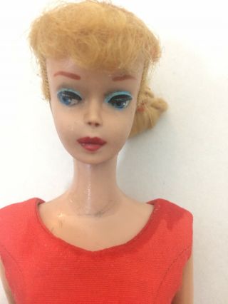 Vintage Barbie 4 Blonde Ponytail 1960’s Blue Eyeliner B4 JAPAN COLLECTOR PAINT 3