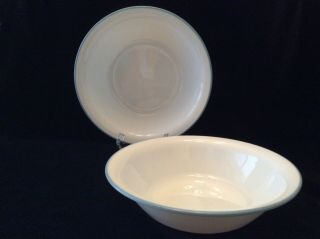 Set Of 2 Corelle Cereal Soup Bowl White Lt Blue Rim 7 1/4” Ships