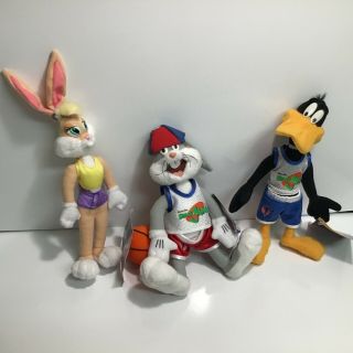 3 Vintage Space Jam Plushes Bugs Bunny Lola And Daffy