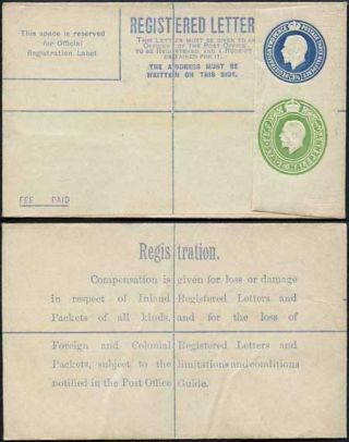 Rp33 Kgv 3 1/2d And 1/2d Compound Registered Envelope Size F Flap 7