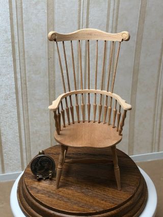 Dollhouse Miniature William Clinger Unfinished Comb Back Windsor Arm Chair 1:12