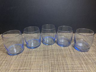 (5) Vintage Libby Stackable Cocktail/juice Glasses Light Blue 3 - 3/8” Tall