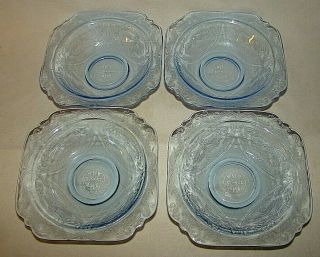 Set Of 4 Indiana Glass Recollections Blue Madrid Soup Cereal Bowls 6 7/8 " Wide