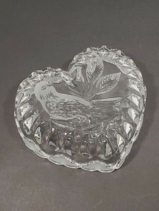 Vintage Hofbauer The Byrds Crystal Heart Shape Bird Candy Trinket Dish NO LID 3