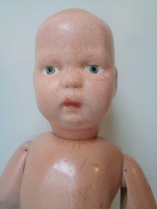 Antique Schoenhut Wood Doll 13.  5 " Pouty Character Boy Toddler With Labels