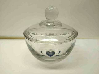 Anchor Hocking Blue Heart Corelle Glass 4 " Round Sugar Bowl