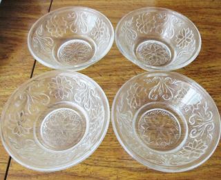 Set Of 4 Clear Indiana Tiara Sandwich Glass Small Berry Dessert Bowls Crystal