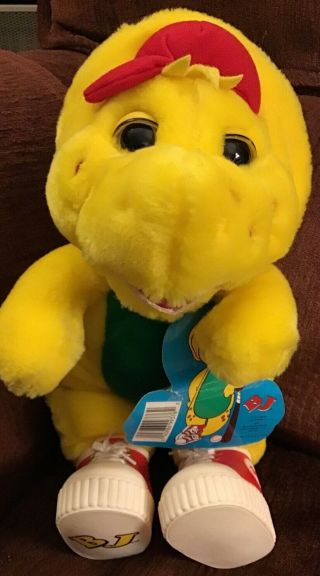 Vintage 1994 Bj The Dinosaur Barney & Friends Yellow Plush With Tag